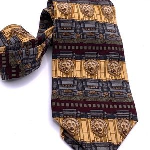 STONE LIONS UNICEF MENS TIE BROWN  BLUE GRAY